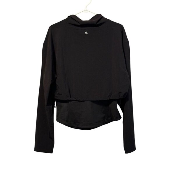 Athleta Layered Shirt‎ Scrunch Bottom Size Medium Black Polyester Blend Preppy - Picture 2 of 15